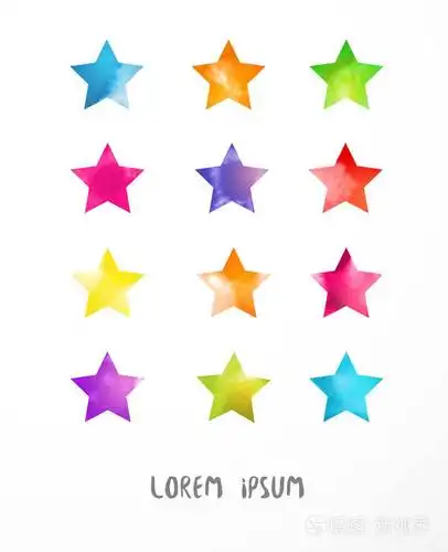 白色背景矢量插图中明亮的彩色星星