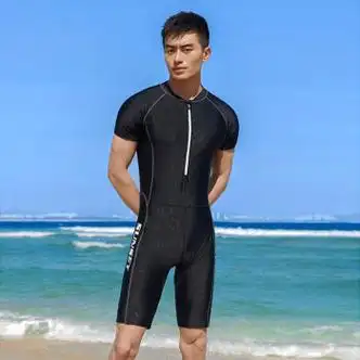 麦磊 连体男士泳衣套装新款防尴尬大码泡温泉备学生男生五分游泳裤的