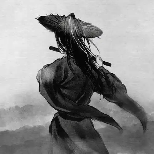 男生头像漫画黑白配色水墨画封面背景配图