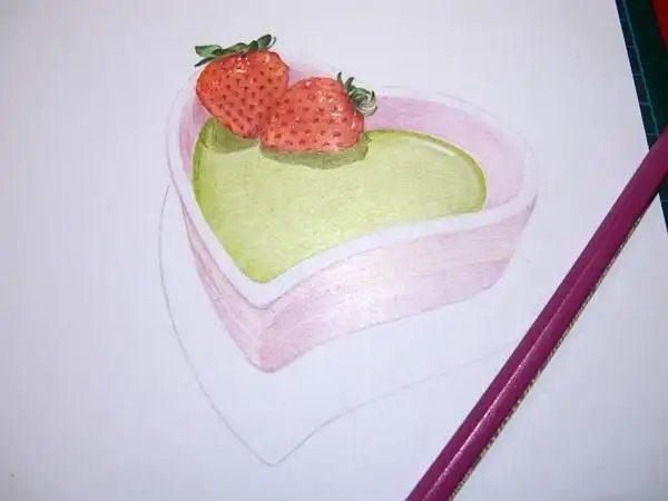 彩铅抹茶布丁手绘过程