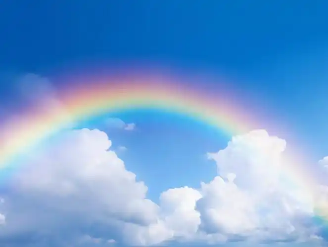 蓝天白云彩虹云朵背景彩虹云朵彩虹太阳卡通彩虹天气元素天空白云下的