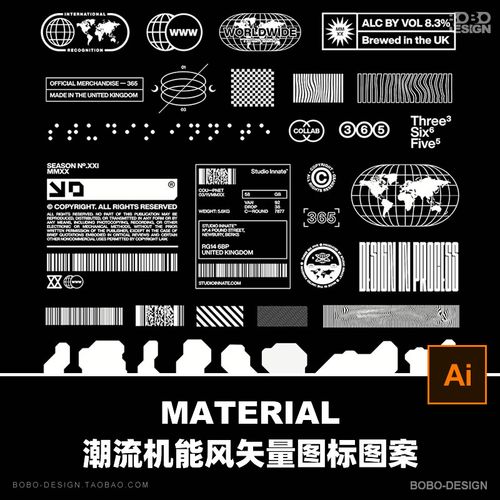 潮流酸性嘻哈电音机能风脏标图标图形图案ai矢量装饰元素设计素材