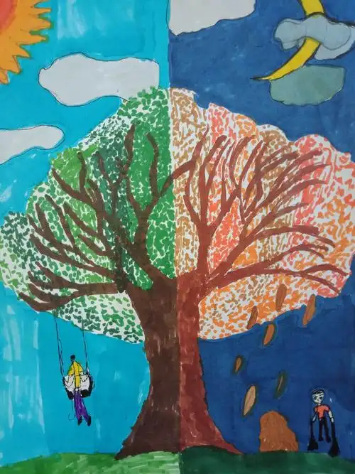 四年级美术课堂《千姿百态的树》作品展播