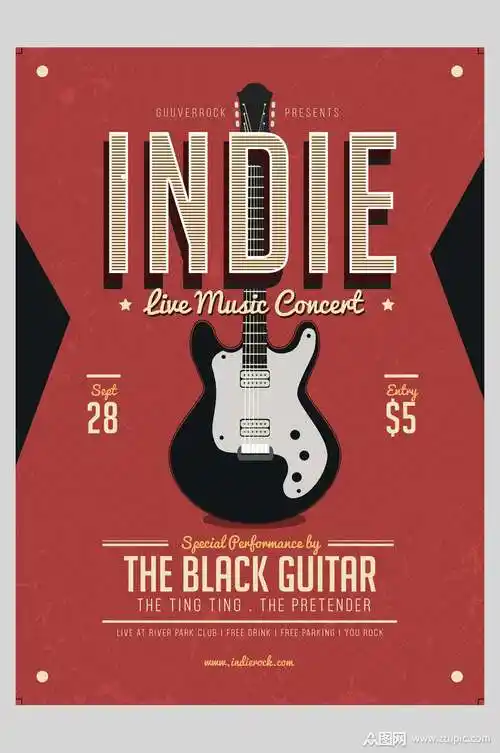 欧美风红色音乐海报模板下载-编号2557858-众图网