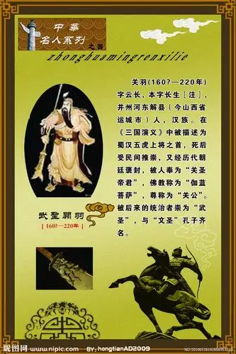 中华名人系列 武圣关羽大图 点击还原