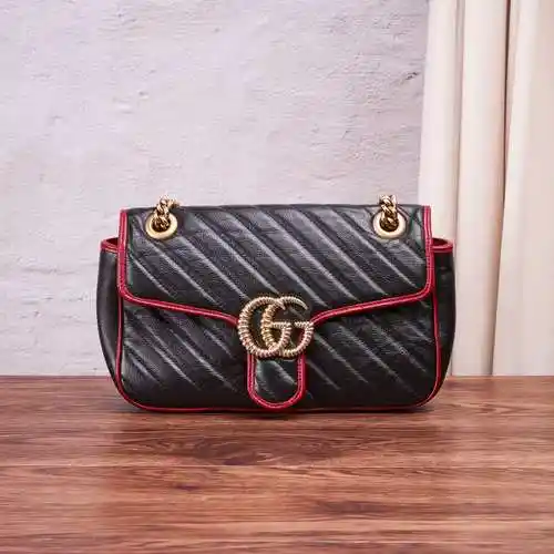 临时gucci古驰红边marmont26单肩公价16800女士包袋