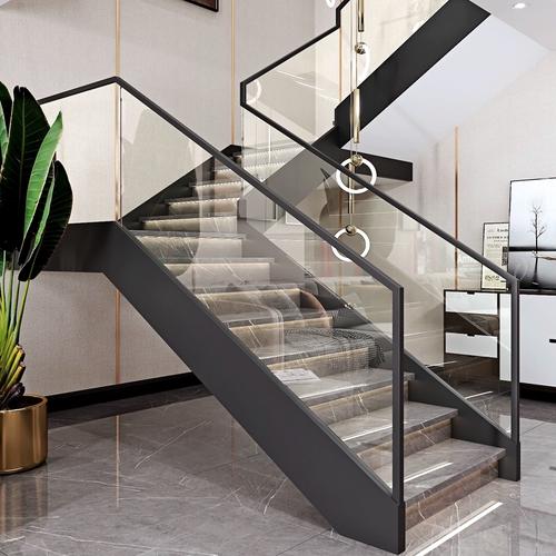 玻璃楼梯扶手超白钢化玻璃栏杆新中式实木扶手简约现代轻奢扶手