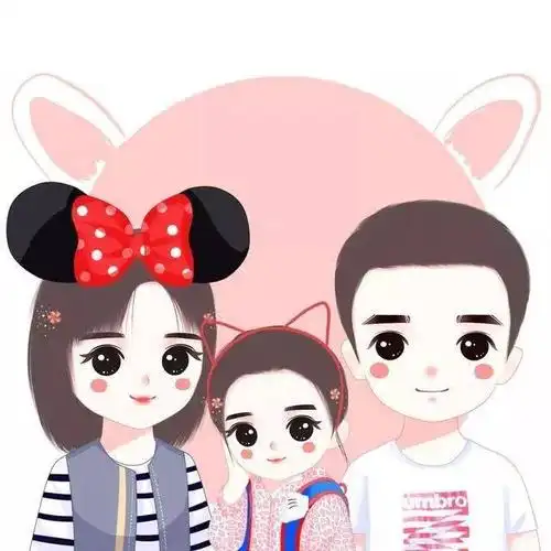 一家三口头像 手绘