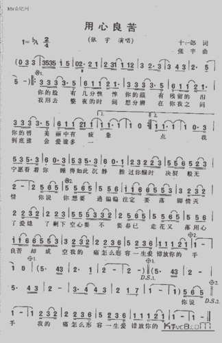 用心良苦_歌谱简谱_哆来咪123曲谱网