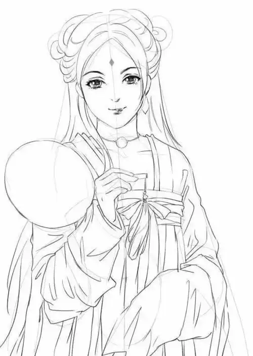 简笔画女生古装步骤图片)[动漫古装人物简笔画]铅笔手绘古风人物步骤