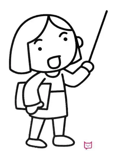 好看的人物简笔画图片短发女老师简笔画