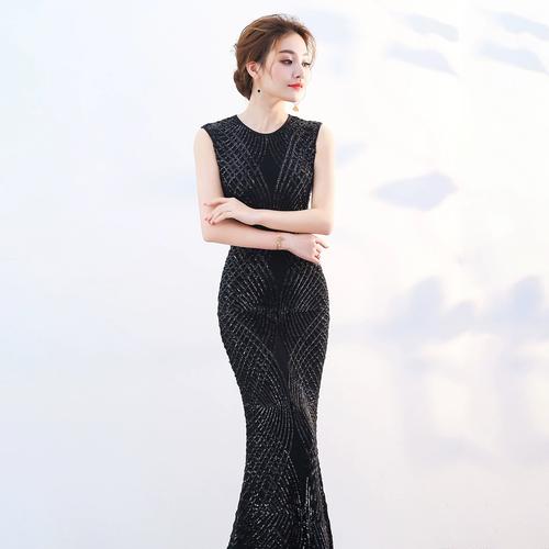 晚礼服女轻奢气质女神范名媛聚会亮片闪亮晚宴年会派对鱼尾连衣裙