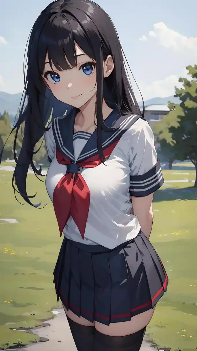 日漫二次元校园风萝莉 日漫二次元校园风萝莉,她黑色的长发如夜空中的