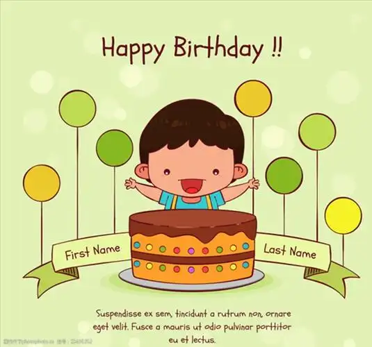 卡通过生日的男孩