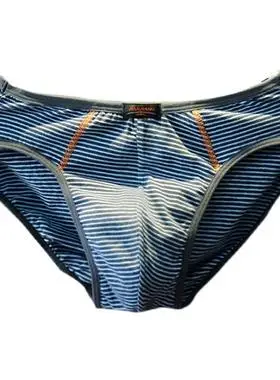 2条健将男士三角内裤纯棉细边防勒透气条纹吸汗运动细边青年弹力