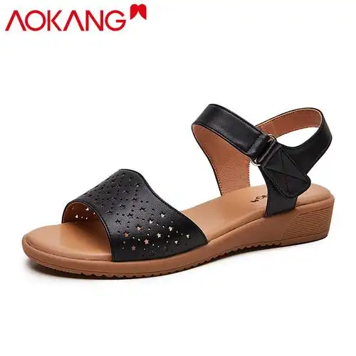 奥康凉鞋女夏季新款舒适透气女士凉鞋简约防滑软底沙滩鞋妈妈凉鞋