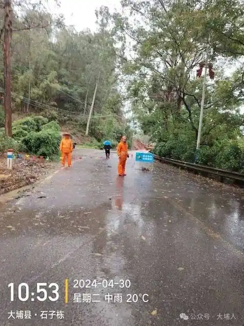 大埔这些路段出现山体滑坡