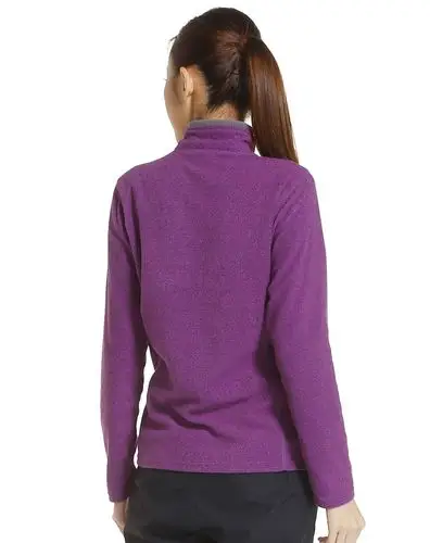 保暖舒适 女玫紫色套头抓绒衣