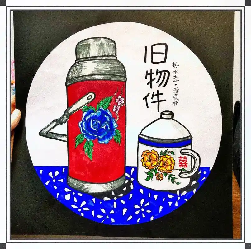 今日主题《旧物件》#线描画 #一起学画画 #创意美术 #少 - 抖音