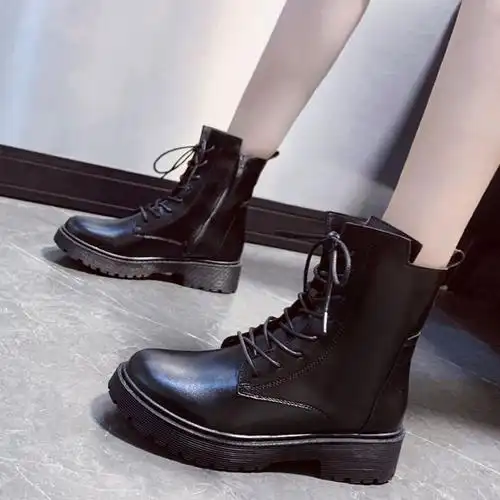 马丁靴女夏季薄款八孔英伦风增高夏天黑色靴子百搭透气厚底短靴