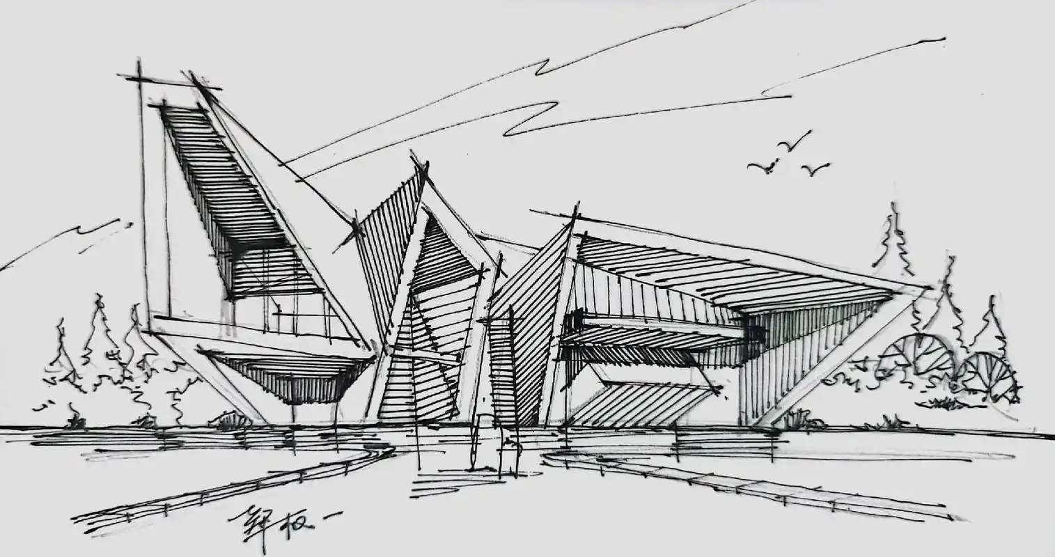 巅峰建筑长白山建筑手绘训练营 #建筑钢笔画 #跟布鲁老师画 - 抖音