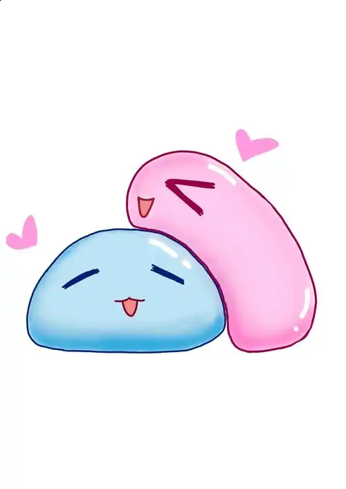 粉色史莱姆抱住蓝色史莱姆,是不是有点可爱