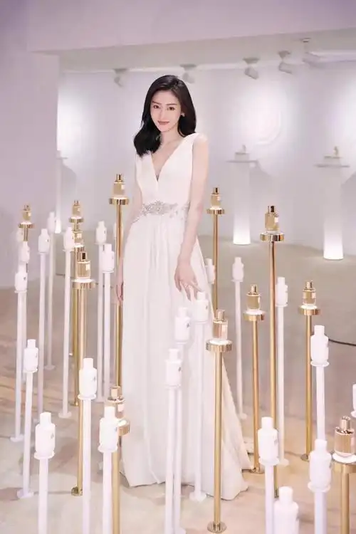 张天爱好会挑礼服三个蝴蝶结配大开叉优雅迷人好吸睛