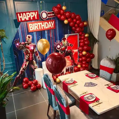 钢铁侠主题男童男宝宝生日气球布置百日宴会婴儿百天生日布置满月周岁