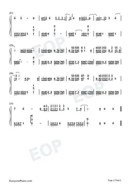 缘落-月上重火片尾曲-诠释乱世中的爱情双手简谱预览2