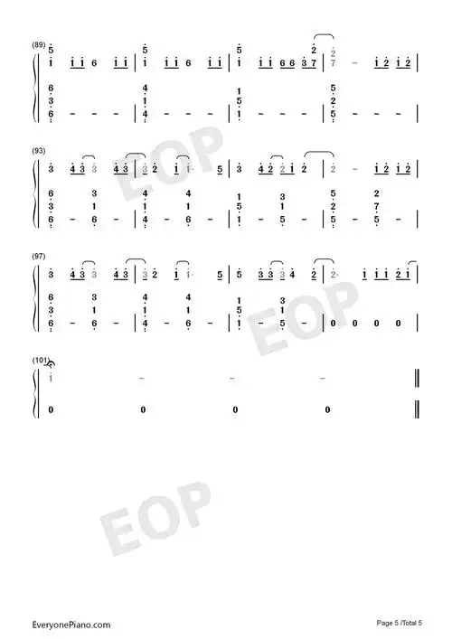 下坠falling-开口沉沦注定要单曲循环-抖音2019最火bgm双手简谱预览5