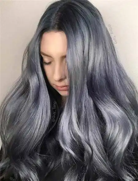 灰调水蓝染发 灰蓝色头发