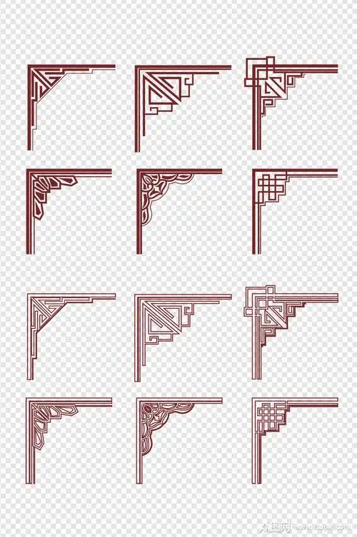 中国风古典窗框边框边角欧式花纹文本框免扣