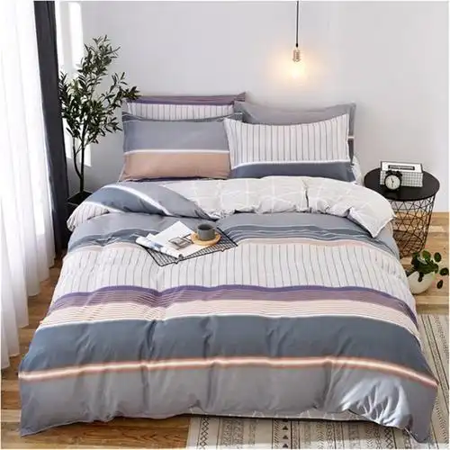 杉杉家纺天丝丝棉四件件套简约套件条纹被套床品套件