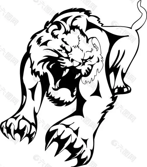 黑白卡通矢量豹子