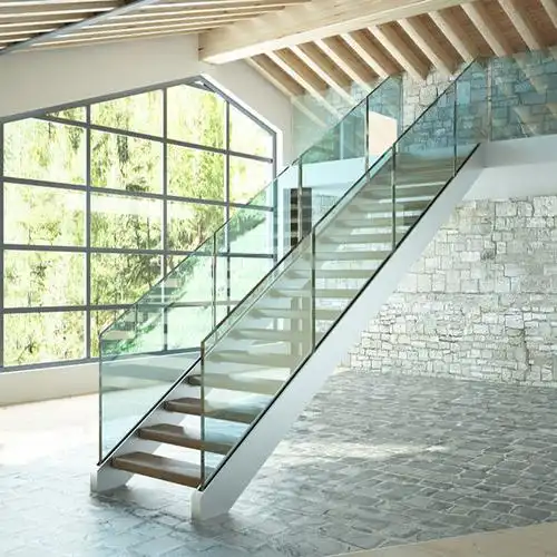 12mm商场无框楼梯护栏玻璃,别墅手扶梯护栏精磨边钢化玻璃