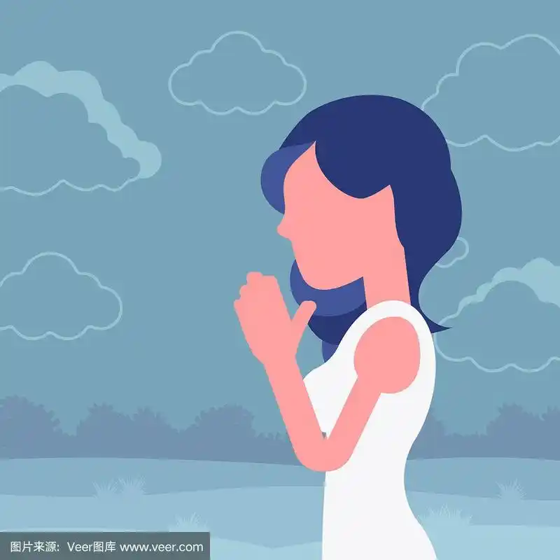 女子以合十礼的姿势祈祷
