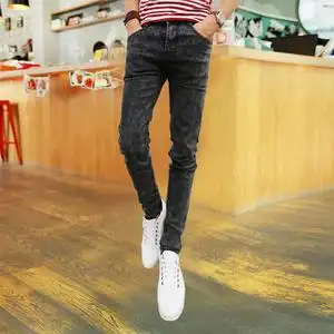 男生长裤紧身牛仔裤图片