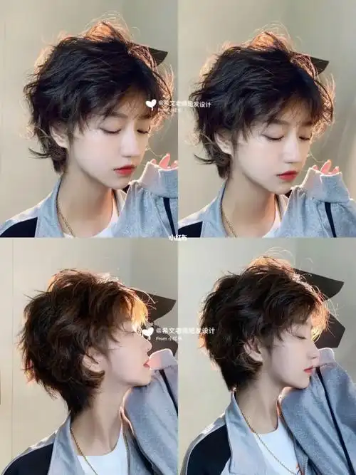 蓬松慵懒发型图片女生短发发量多发性短发卷头发图片天生羊毛卷短发不