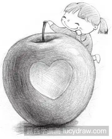 素描画苹果