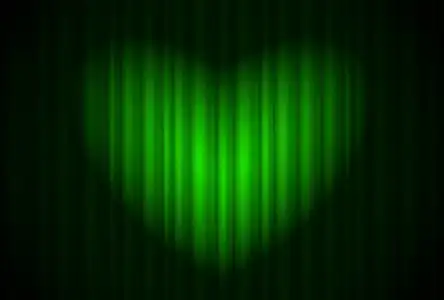 用绿色的帘子, 聚光灯了不起,心形的舞台照片