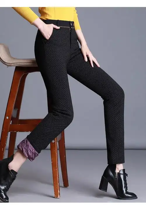 恒源祥羽绒裤女外穿保暖加厚高腰黑色显瘦棉裤白鸭绒裤子女裤hhhd4801