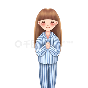 卡通小清新穿着病号服的女孩