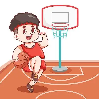 户外打篮球男孩卡通人物png素材插画