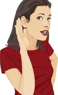 手放在耳朵边上的卡通美女