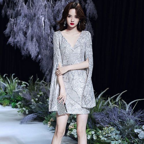 2020新款轻奢小众高端气质短款主持名媛年会宴会小个子晚礼服裙女