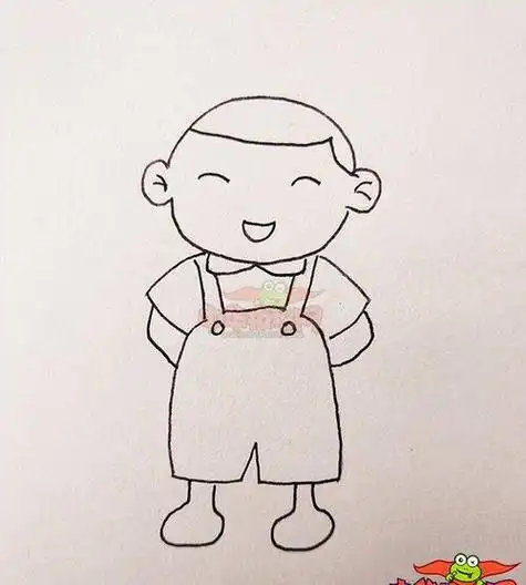 长头发的小男孩简笔画