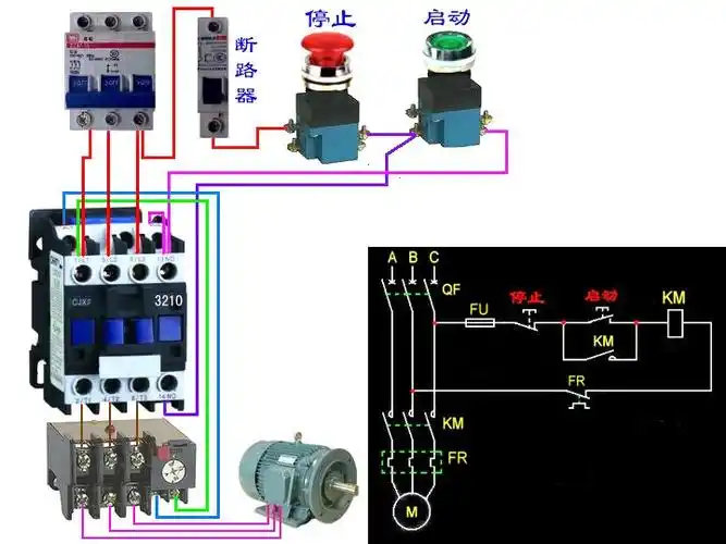 冲床上的交流接触器怎样接(带热地电器)
