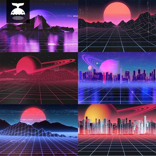 潮流复古赛博朋克未来科幻城市星战海报背景psd设计素材ps模板