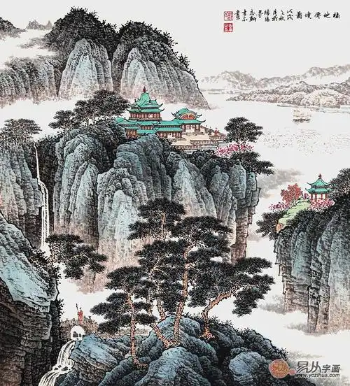 吉祥如意山水画,画家许吉尔大山水的格局
