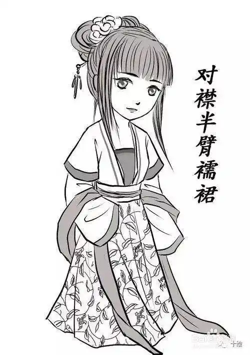 汉服女孩简笔画汉服的交领襦裙简笔画中国风襦裙简笔画